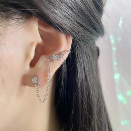 Stud Earrings VENTFILLE 925 Sterling Silver Moon Star Earring For Women Girl Zircon Ear Clip Sweet Korean Trend Jewellery Gift Drop