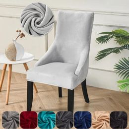 Chair Covers 1pc Velvet Elastic Dining Cover Stretch Solid Colour Armchair Long Back Chairs Protective Case For Wedding El Office