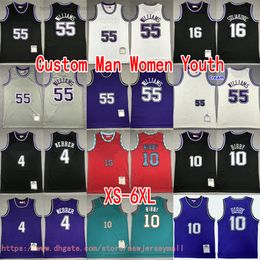 Custom XS-6XL Classic Retro MitchellNess 1998-99 Basketball 55 JasonWilliams Jersey Throwback 10 MikeBibby 4 ChrisWebber 16 PejaStojakovic Jersey Breathable