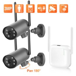 System Techage 3MP Wireless Security Surveillance Camera Set 4CH Mini Wireless NVR Kit WiFi IP CCTV System Twoway Audio Record Video