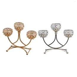 Candle Holders Crystal Holder 3 Arms Tealight Candelabra For Banquet Wedding