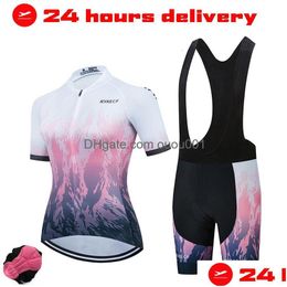 Cycling Jersey Sets Rxkecf Pro Womens Short Sleeve Bicycle Set Sports Clothing Mtb Maillot 230605 Drop Delivery Dh2Rm
