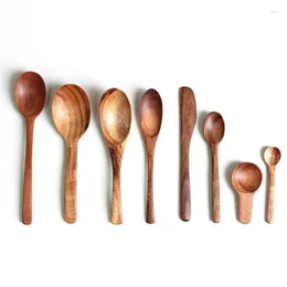 Spoons Small Wooden Smooth Honey Teaspoon Serving Wood For Coffee Mixing Stirring Eating Rustic Kitchen Utensil