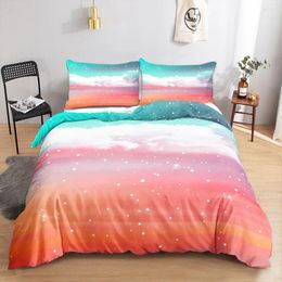 Bedding Sets 3D Color Fainting Flowers Set Constellation Duvet Cover Gradient Iridescent Single Twin Size Decor For Boys Girls Adults