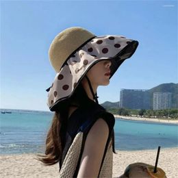 Berets Fashion Bowtie Fisherman Hat Outdoor Women Big Brimmed Sun Anti-UV Protection Wrinkle-free Thicken Summer Cap