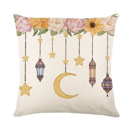 Moon Floral Pendants Pillow case 18X18 Inches Linen Cushion Pillow Cover