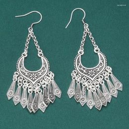 Dangle Earrings 925 Sterling Silver Long Tassel For Women Retro Ethnic Thai Small Flower Hanging Jewelry Wholesale 228