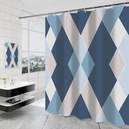 Shower Curtains Striped Prism Curtain Thickened Waterproof Polyester Bath With Hook Bathroom Accessories