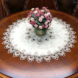 Table Cloth 1pc Round Tablecloth Lace Floral Embroidered Dustproof Home Dining Cafe Wedding Decoration