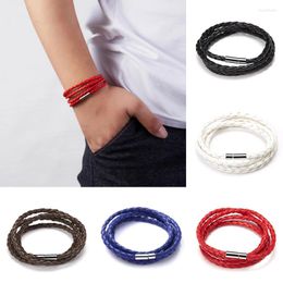 Charm Bracelets High Quality Multilayer Leather Bracelet For Men Women Punk Handmade Braided Rope Wrap Bangles Cool Boy Girl Party Jewellery