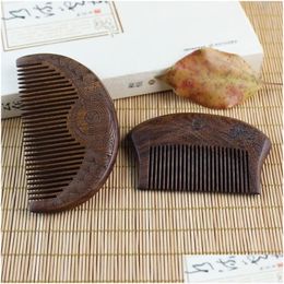 Hair Accessories 2024 Pocket Wooden Comb Natural Black Gold Sandalwood Super Narrow Tooth Wood Combs No Static Lice Beard Styling- F Dhqer