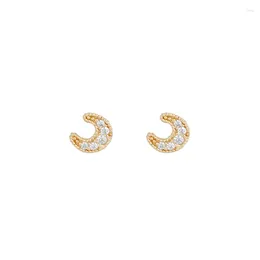 Stud Earrings TIANDE Gold Color Cute Moon For Women Exquisite Zircon Piercing Small 2024 Fashion Jewelry Wholesale