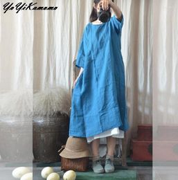 Party Dresses YoYiKamomo Vintage Mori Girl Dress 2024 Summer Solid Colour Original Cotton Short Sleeve Loose Female Fashion Robe