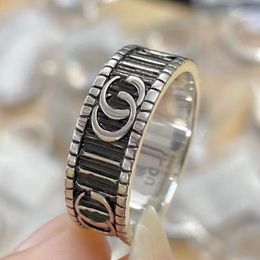 Gear stripe ring retro old ins ring men & women with the same couple ring designer Valentine's Day gift designer Jewellery for women free postage.