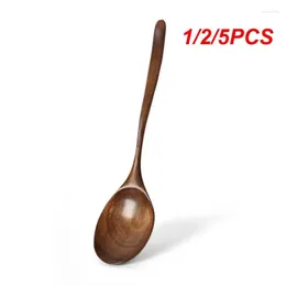 Spoons 1/2/5PCS Long Wooden Natural Wood Cooking For Soup Mixing Stirr Honey Spoon Korean Style Kitchen Utensil