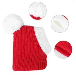 Dog Apparel Winter Warm Hat Adorable Pet Woollen Christmas Headdress For Puppy (Red Size XS)