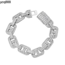 Designer Wholesale Custom Chunky Cuban Bracelet Ice Out Link Chain Hip Hop Men 18k Gold Plated Silver Diamond Cuban Link Bracelet