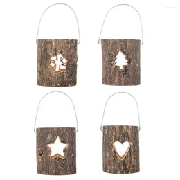 Candle Holders Wooden Pillar Candlestick Hollow Christmas Tree Snowflake Star Heart Holder Rustic Wedding Party Birthday Holiday
