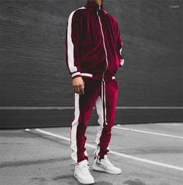 Men's Tracksuits 2024 Spring Autumn Velvet Set 2 Piece Sports Suit Coat And Pants Warm Sportswear Tracksuit For Men Fashion Streetwear