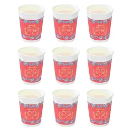 Disposable Cups Straws 50 Oz Paper Chinese Style Red Coffee Drinking Beverage Party For Wedding