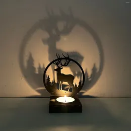 Candle Holders Creative European Iron Elk Holder Christmas Candlestick Romantic Candlelight Decor