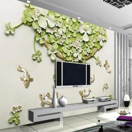 Wallpapers Wellyu Custom Wallpaper Papel De Parede 3d Po Murals Embossed Simple Clover Mural Living Room TV Background Wal Paper