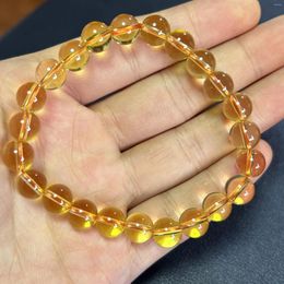 Strand Women Bracelet Citrine Crystal Healing Stone Bracelets 8''