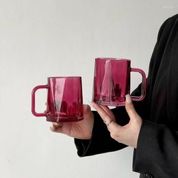 Wine Glasses Nordic Style Pink Water Cup Polygon Creative Belt Juice Glass Whiskey Milk Beer Home Drinkware Tools