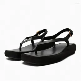 Slippers Outdoor Vacation Beach Shoes Summer Platform Flip-Flops Comfortable Flat Roman Sandals Height Increased Clip Toe Women