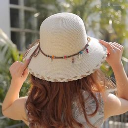 Wide Brim Hats For Women In Summer Fresh And Casual Versatile Travel Vacation Sun Shading Protection Straw Hat