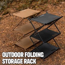 Camp Furniture Aluminum Alloy Three-Layer Foldable Storage Rack Multilayer Portable Outdoor Equipment Ultralight For Picnic BBQ