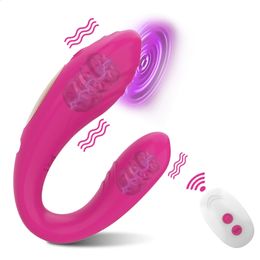 Wireless Vibrator Adult Toys For Couples USB Rechargeable Dildo G Spot U Silicone Stimulator Double Vibrators Sex Toy Woman 240403