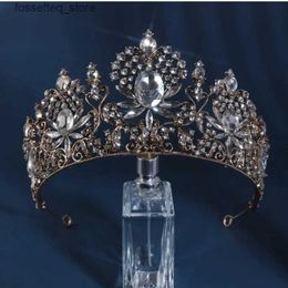 Wedding Hair Jewelry Baroque Vintage Black Crystal Bridal Tiaras Witch Crowns Women Rhinestone Costume Prom Pageant Diadem Accessories 231128 L240402