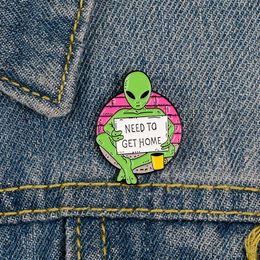 NEED TO GET HOME ET Enamel Pin Custom Alien Brooches for Shirt Lapel Backpack Banner Funny Badge Jewellery Gift for Kids Friends