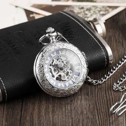 Fashion Automatic Mechanical Pocket Watch for Men Women Unisex Vintage Numbers Retro Style Bronze Chain 240327