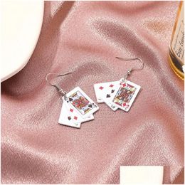 Dangle & Chandelier Earrings Funny Poker Card Alloy Girls Casual Party Hip Hop Jewellery Drop Delivery Dhqht