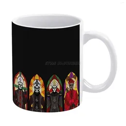 Mugs CLERGY White Mug Ceramic Tea Cup Birthday Gift Milk Cups And Ghost Band Stained Glass Grucifix Fanart Colour Sa