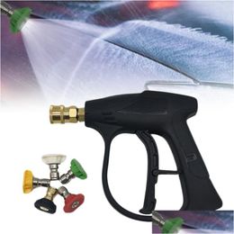 Water Gun Snow Foam Lance High Pressure Pot Garden Hose With 5 Nozzles 1/4 Quick Disconnect Clean For Household Car Wash Drop Delivery Otvrg