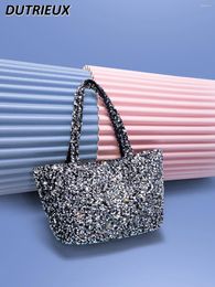 Cosmetic Bags Korean Style Casual Handbag Blingbling Sequin Tote Bag Simple Shopping Shoulder Fashion Spting Autumn Women's Handbags