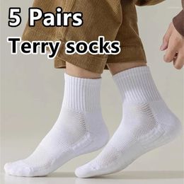 Men's Socks 5 Pairs Thick-Soled Moisture Wicking Sports With Cushioned Bottoms Perfect For Running And Professional