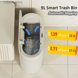 Waste Bins 9L Automatic Adsorption Trash Can Narrow Intelligent Sensor Bathroom Trash Bin Kitchen Garbage Dustbin Wastebasket Smart Home L46