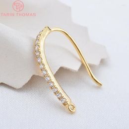 Stud Earrings (2548)4PCS Height 20MM 24K Gold Colour Plated Brass With Zircon Hook High Quality Diy Jewellery Findings Accessories