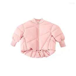 Down Coat WLG Girls Parkas Kids Clothes Winter Thick Pink Solid Zipper Long Sleeve Baby Girl Warm Casual For 1-5 Years