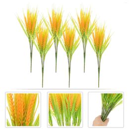 Decorative Flowers 6 Pcs Simulated Ears Of Wheat Office Decor Simulation Dry Artificial For Bedroom Dried Landscape Decoration Plastic