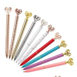 Ballpoint Pens Wholesale Creative Heart Shaped Pen Diy Metal Ball Office School Supplies Valentines Day Gift Drop Delivery Business Dhsob