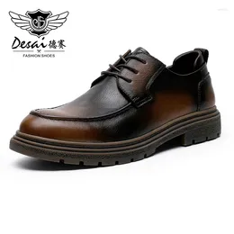 Casual Shoes DESAI Full Grain Leather Men Genuine Derby Breathable 2024 Arrival Fashion Designer
