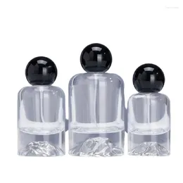 Storage Bottles Crimp Cosmetic Refillable Bottle 30ml 50ml 100ml 5pcs Black Ball Shape Lid Empty Thick Bottom Clear Glass Perfume Spray