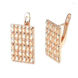 Dangle Earrings Geometric Clip 585 Rose Gold Plated Silver Sequins Pendant Pierced Bling Party Wedding Fine Golden Jewellery