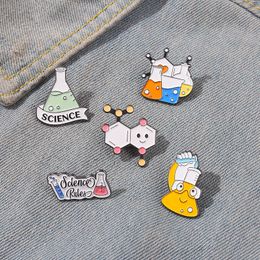 Chemistry Lab Enamel Pin Custom Brooches for Bag Clothes Lapel Pin Science Experiment Badge Element Molecular Structure Jewellery