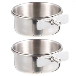 Other Bird Supplies 2 Sets Parrot Bowl Feeding Cup Water Stainless Steel Fountain Cockatiels Feeder Drinking Glasses